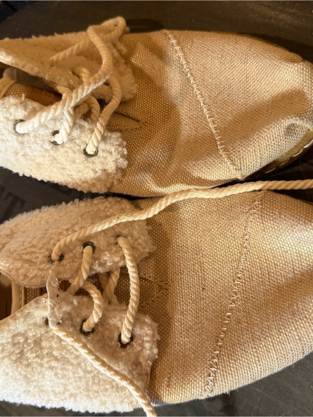 Toms Beige Canvas Faux-Shearling Lace-Up Shoes
